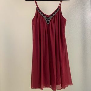Beaded burgundy v neck dress from Express
